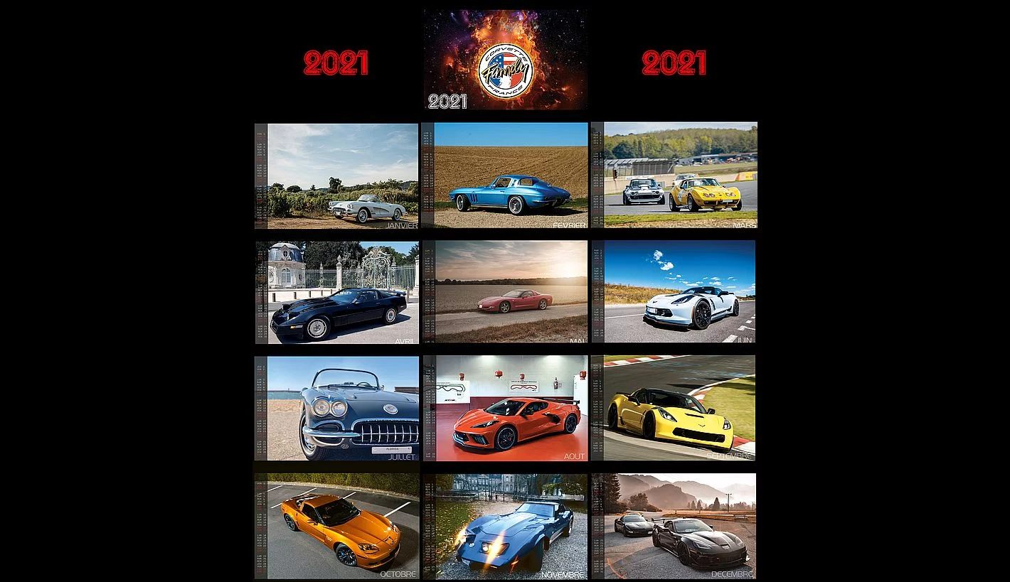 calendrier 2021 Club Corvette Family France
